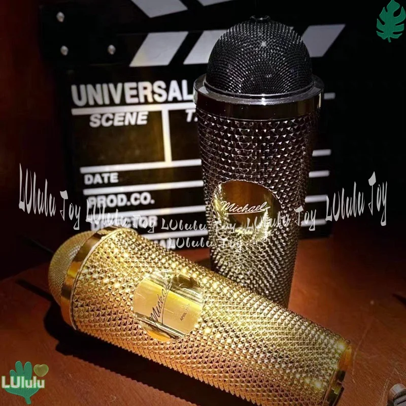

Customized Michael Microphone Shape Water Cup Diamond Textured Tumbler With Straw Themed Collectible For Music Fans Gifts Toy