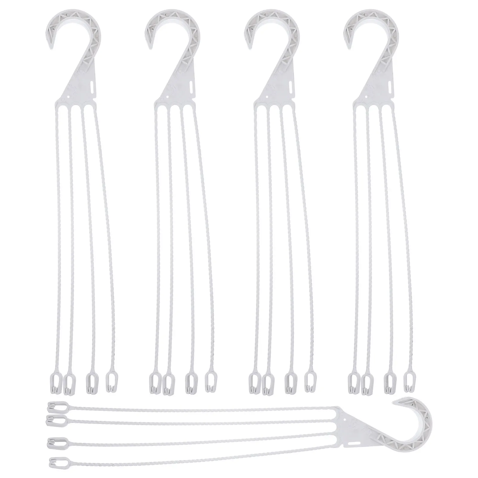 

5pcs Hanging White 45cm 4 Grab Hooks Durable Plastic Wall Baskets Hanging Hooks For Flowerpot Home Office Balcony Use