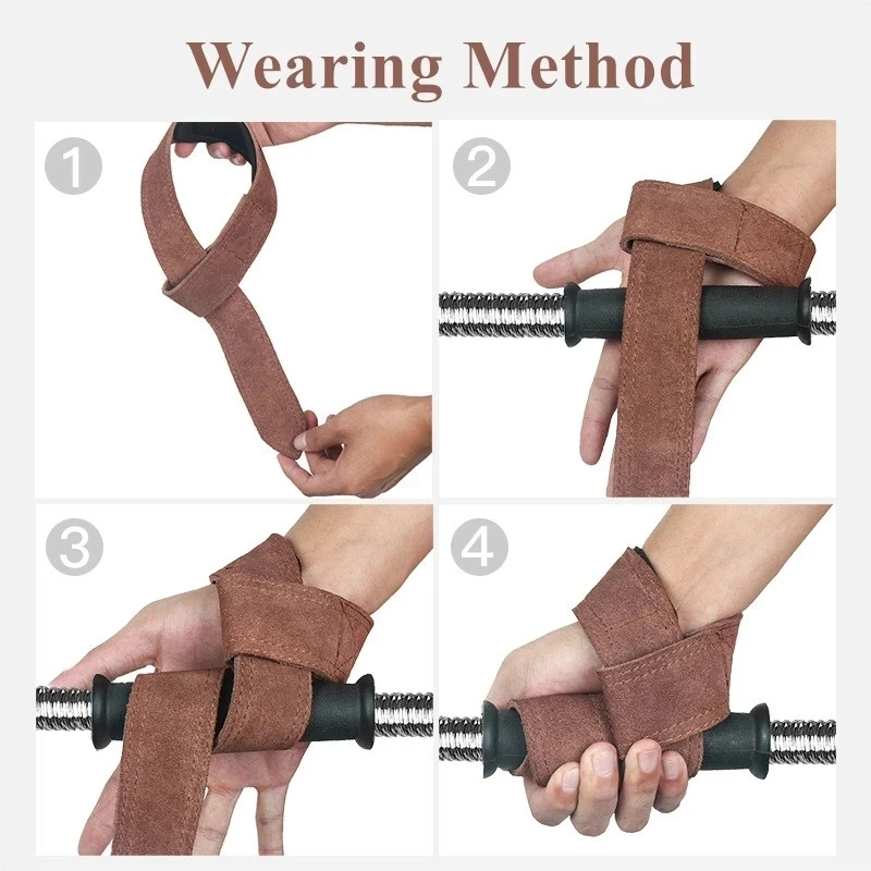 Leather Weight Lifting Straps,Padded Cowhide Straps For Deadlift Barbells,Non Slip Soft Grips,Powerlifting Straps