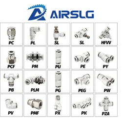 White Plastic Brass Nickel Plated Pneumatic Fitting PC PL PB PD Push In Connector 4 6 8 10mm Tube Thread Speed AFR Brand