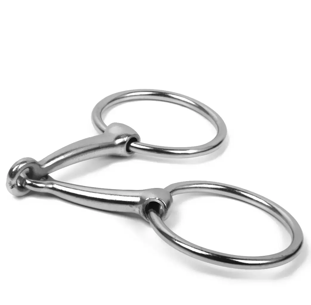 MOUTH LOOSE 3 '' RING FRENCH LINK SNAKE HORSE PONY BIT SILVER IRON 5