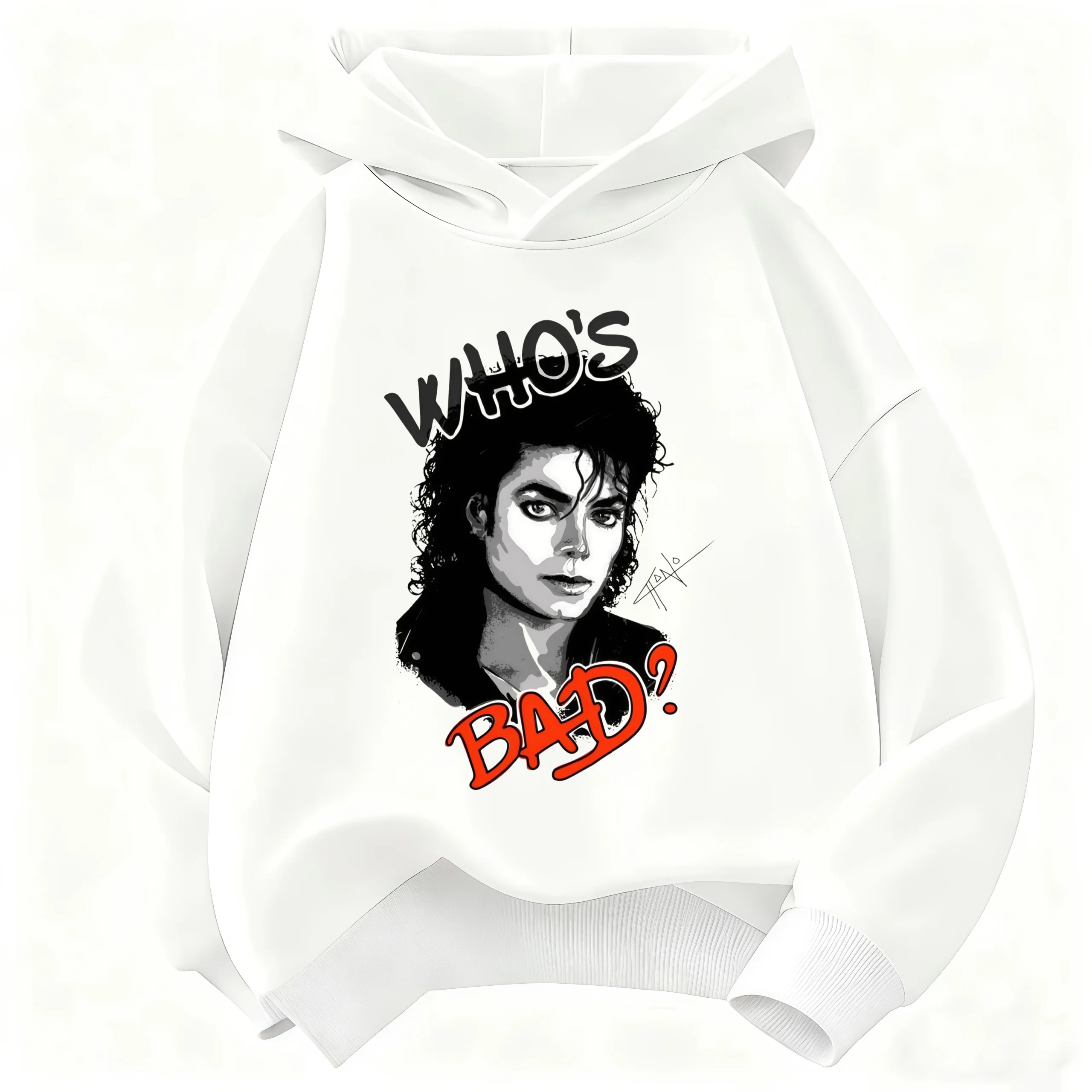 2026 Kinder Kapuzenpullover Michael Jackson Who's Bad Album Portrait Print Pullover Kinder Jungen Mädchen Mode Lässiger Hoodie – Detail 5