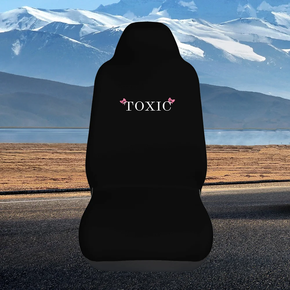 Front Row Car Seat Covers - Durable, Stylish Minimalist Design With "TOXIC" Print, Fit For Most Car Models, Machine Washable, No