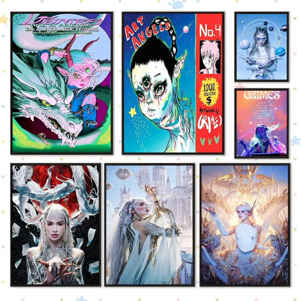 Music Artist Pop Alternative Grimes Poster PP Self Adhesive Wall Decor Aesthetic Bedroom Gaming Room Home Holiday Gift