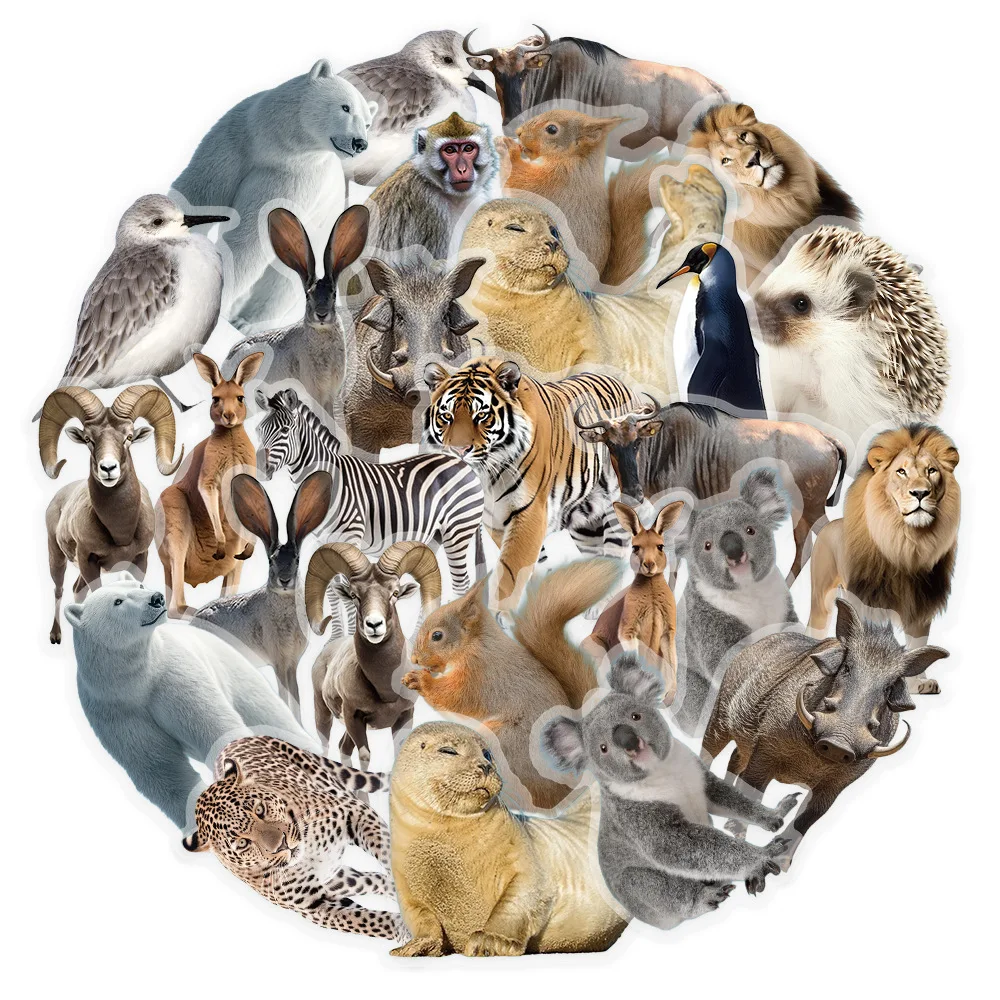 10/50 قطعة ملصقات شفافة الحيوانات البرية ملصق الحيوان الشارات واقعية لعبة الأمتعة المحمول الهاتف الغيتار سيارة الدراجة ملصق لعبة #3