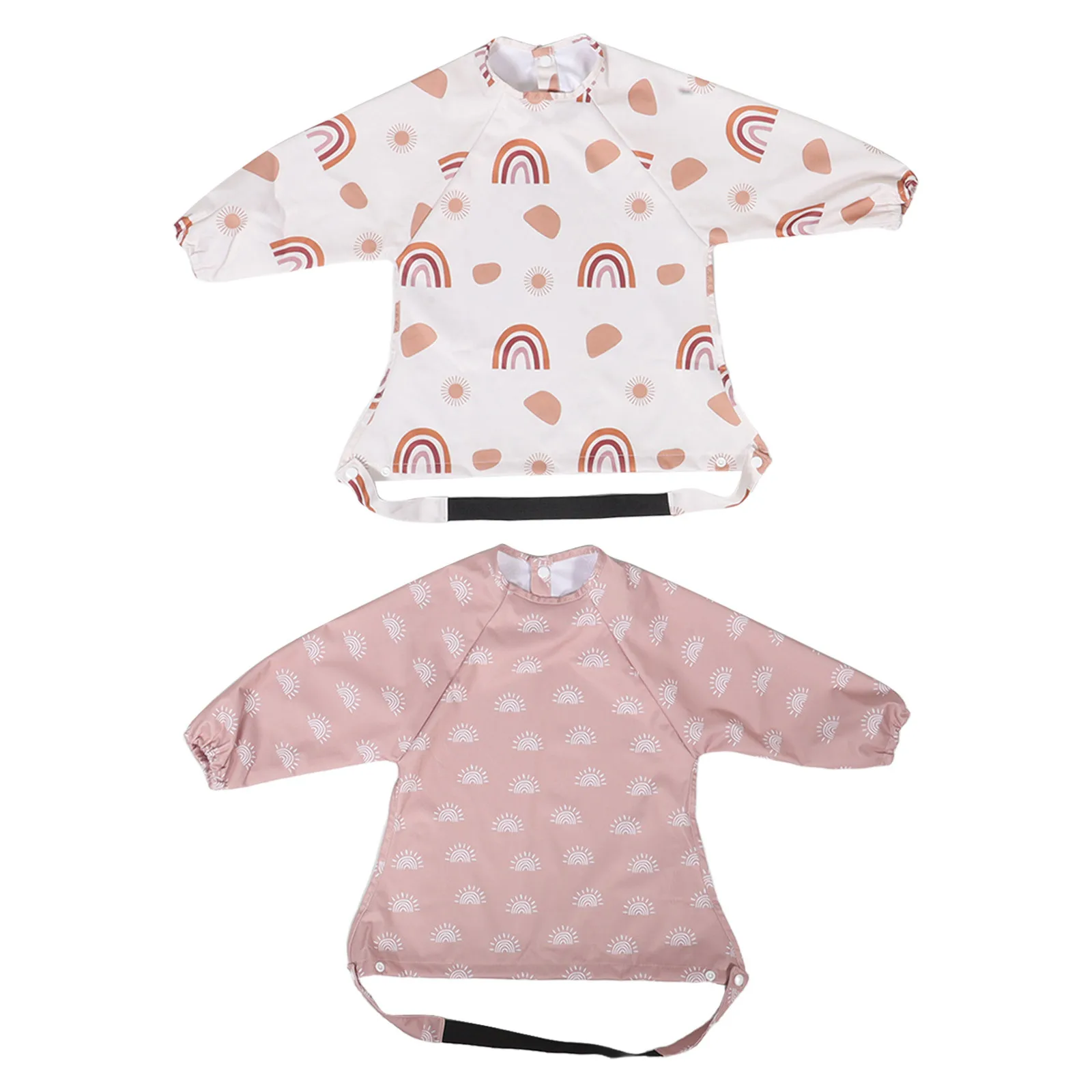 

2Pcs Long Sleeve Toddler Apron Waterproof Baby Bib Smock Full Coverage Feeding Protective Bib Water Proof Apron