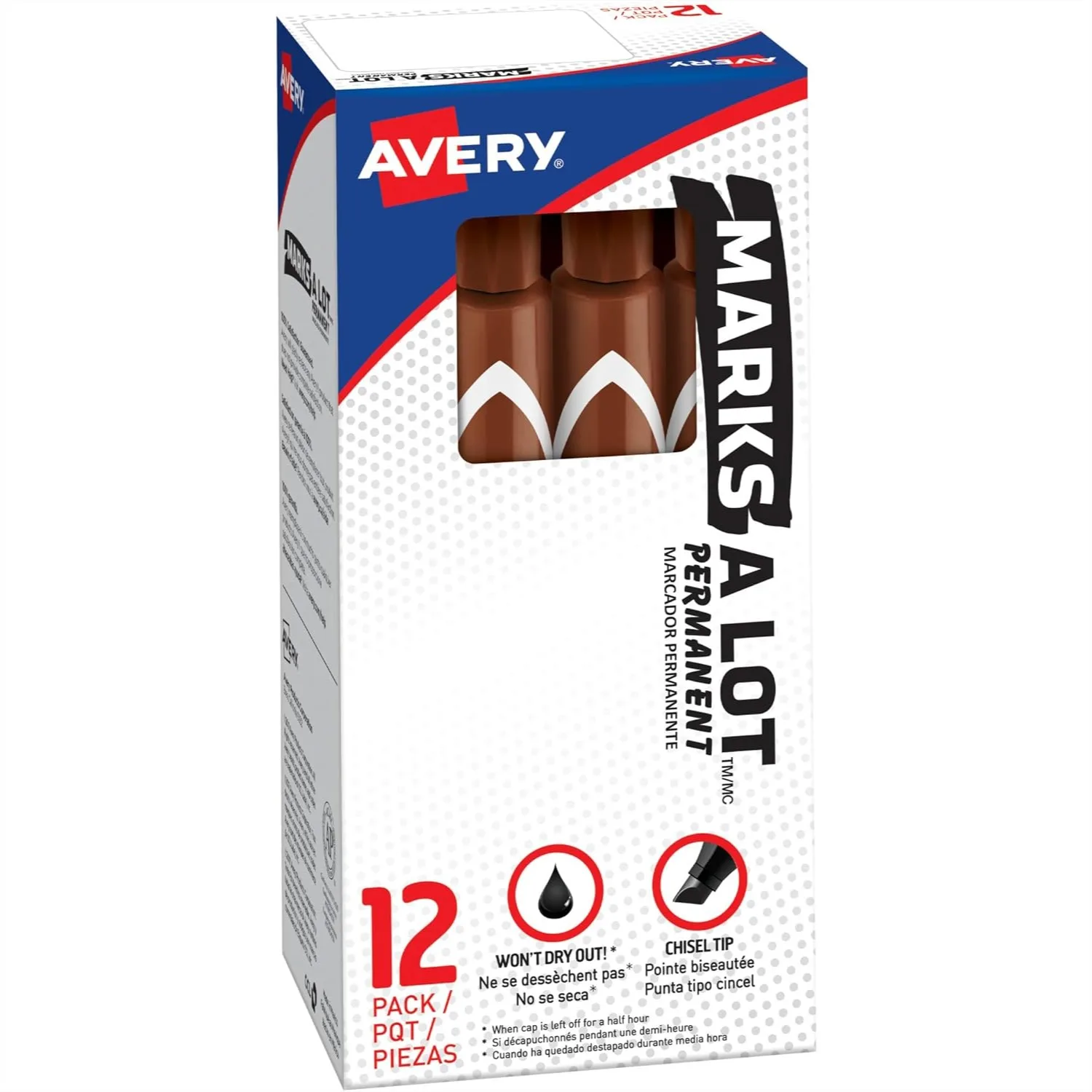 

Permanent Markers Chisel Tip 12 Pack Brown Large Desk Style Water And Wear Resistant For Cardboard PVC Concrete Plastic