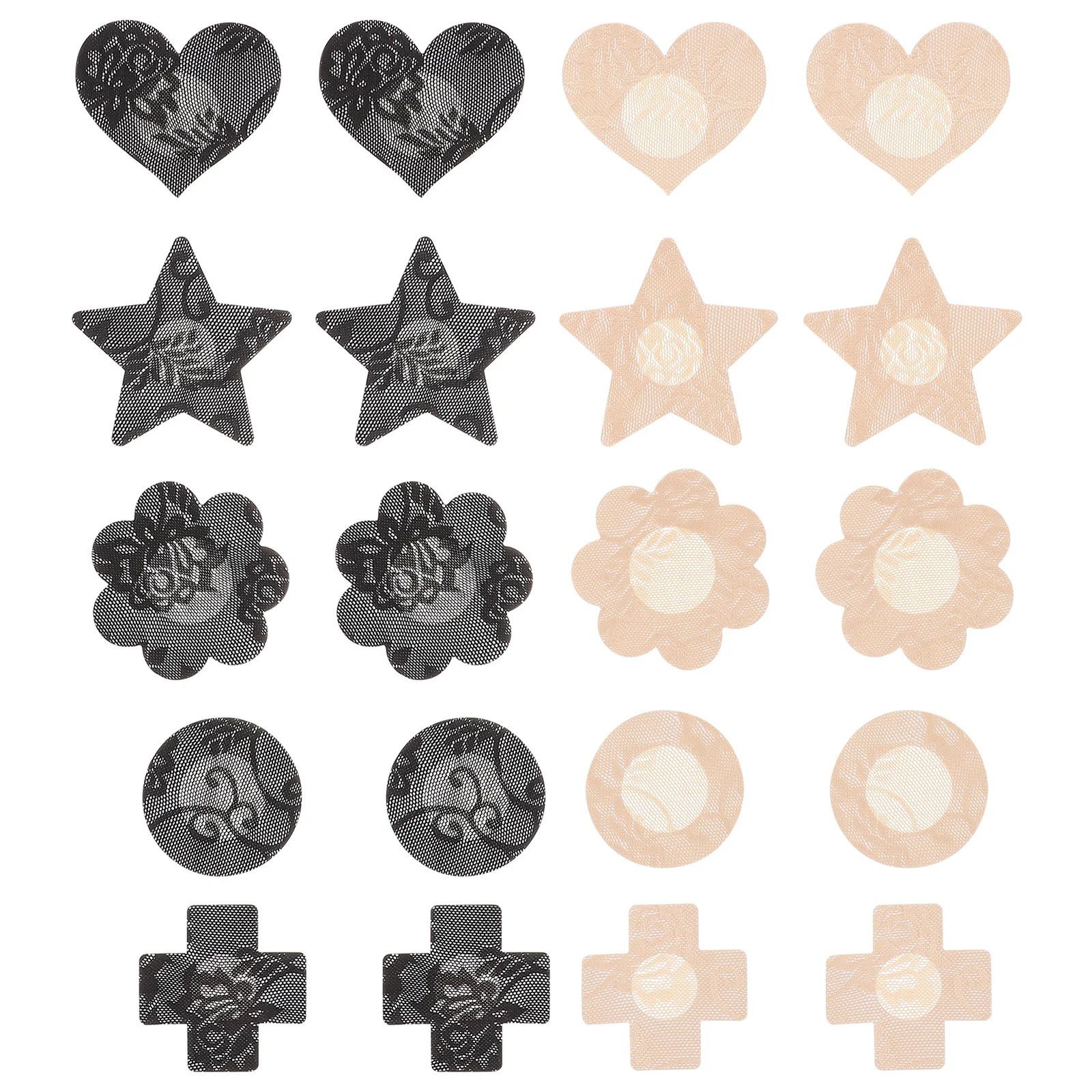 10Pairs Adhesive Breast Pasties Floral Lace Pasties for Strapless Backless Swimwear Wedding Dress Covers Invisible Breast