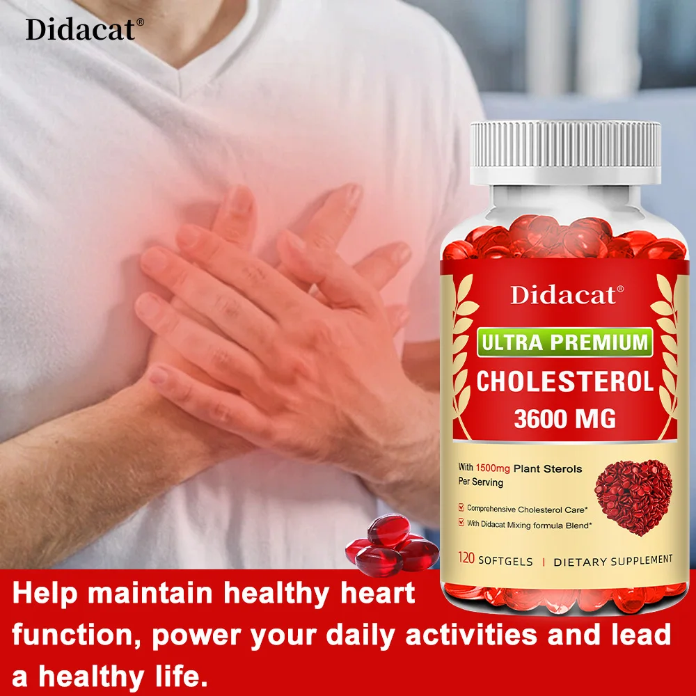 مكملات الكوليسترول مع أرز الخميرة الحمراء والأوميجا 3 والثوم، تركيبة امتصاص متقدمة لصحة القلب، 120 كبسولة هلامية