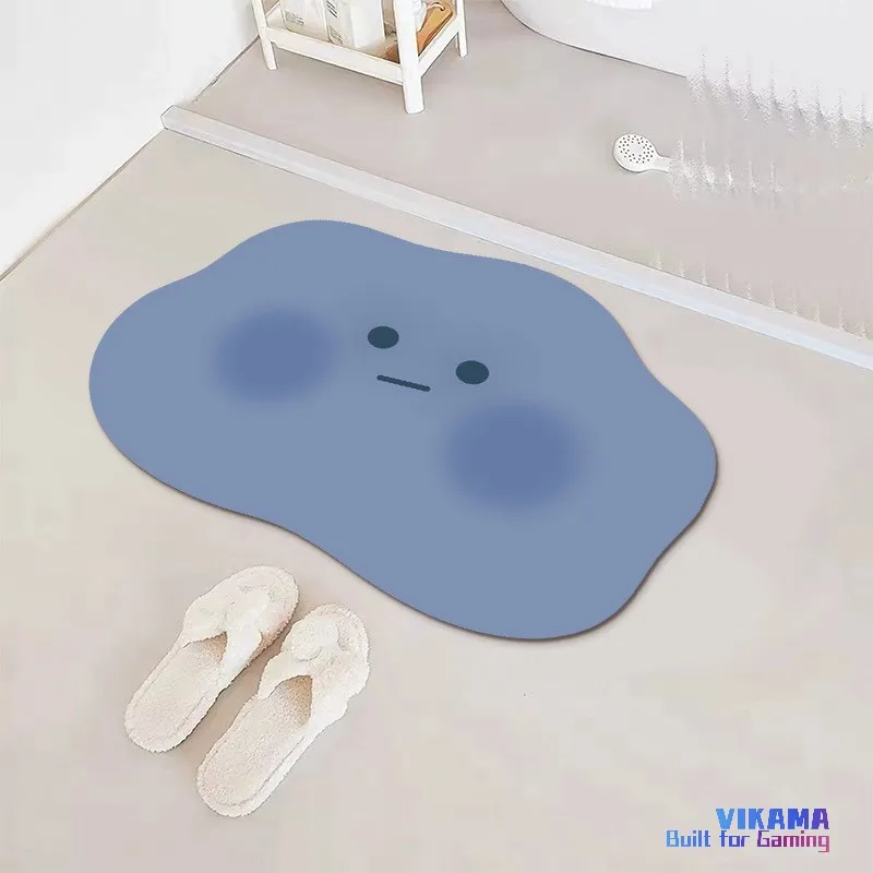 VIKAMA Cartoon Shaped Cute Expressions Diatomite Floor Mats Household Bathroom Anti-slip Wear-resistant Foot Mat Home Decoration