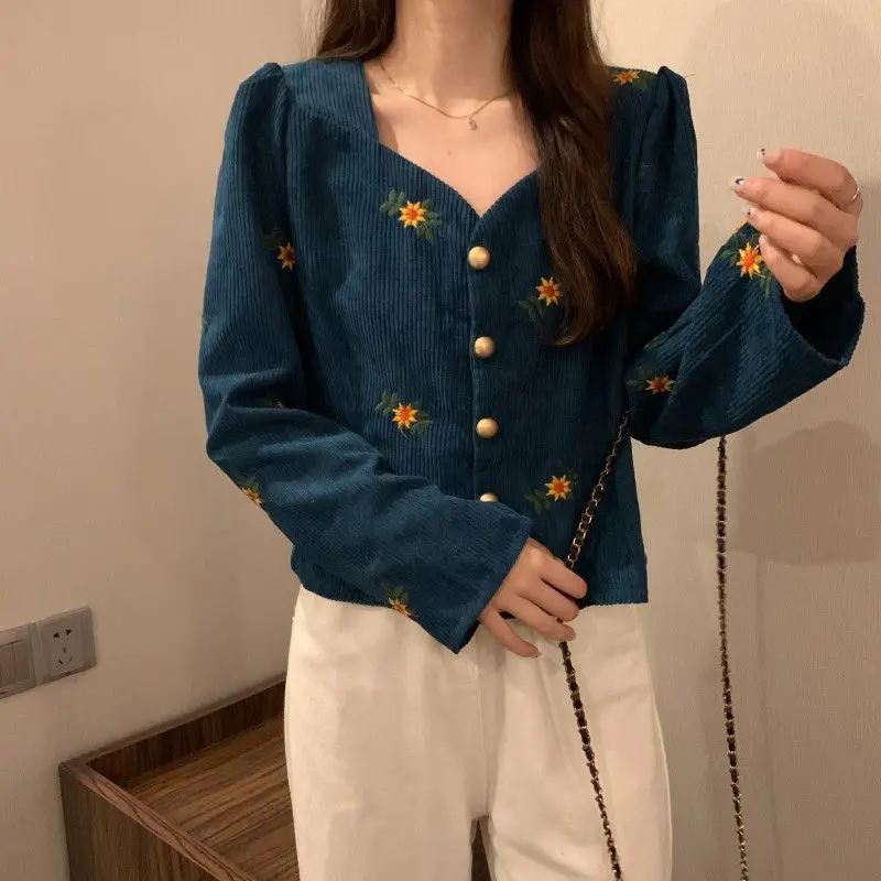 Avec manches bouffantes chemise et chemisier pour femmes nouvelle Collection 2025 tunique Promotion élégant à manches longues broderie femmes hauts