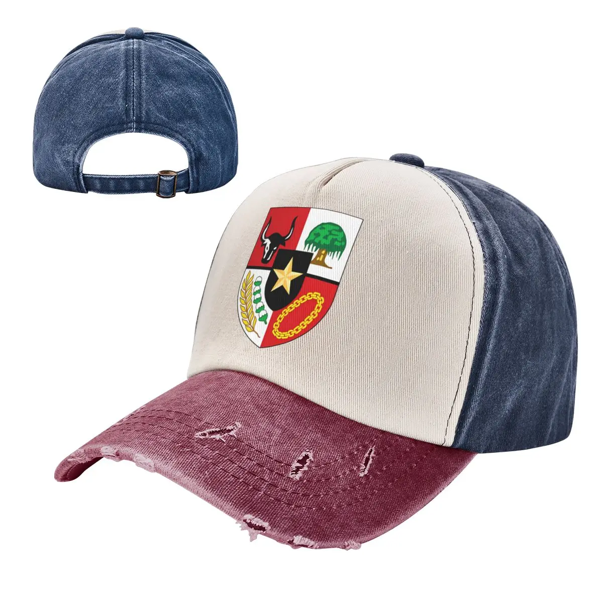 Garuda Pancasila Shield Of National Emblem Of Indonesia Baseball Cap Casual Distressed Denim Washed Headwear Outdoor Hats Cap