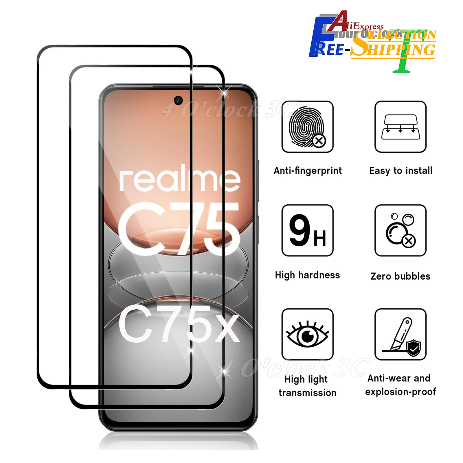 

For Realme C75 4G 5G C75x OPPO Screen Protector Tempered Glass Crystal Mica 9H HD Clear Transparent High Aluminum