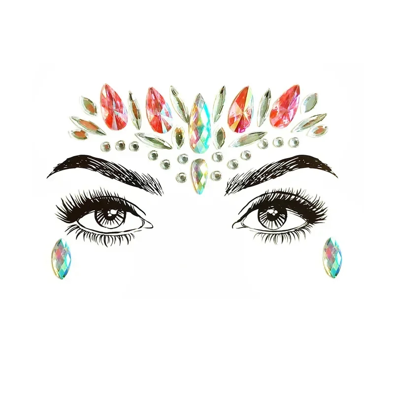 Heallor 1 Sheet Handpicked Bohemia Tribal Style 3D Crystal Sticker Face Eye Jewels Forehead Stage Decor Tattoo Sticker Makeup Se