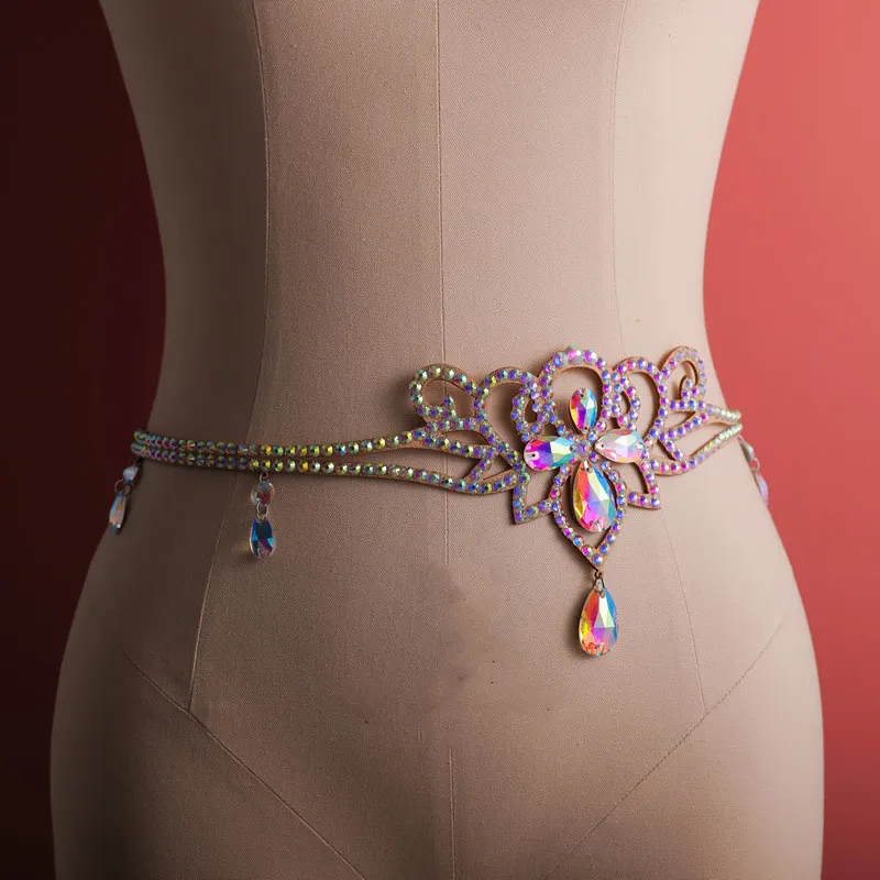 Ceinture de taille de danse du ventre pour femmes et filles, biscuits superposés brillants, bijoux de corps, accessoires de bikini réglables, Rotterdam Kle