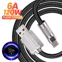 120W Nylon Braided Fast Charger Line USB C Data Charging Cable Type C for Samsung Xiaomi Redmi Huawei USB Data Cables 2 Meter