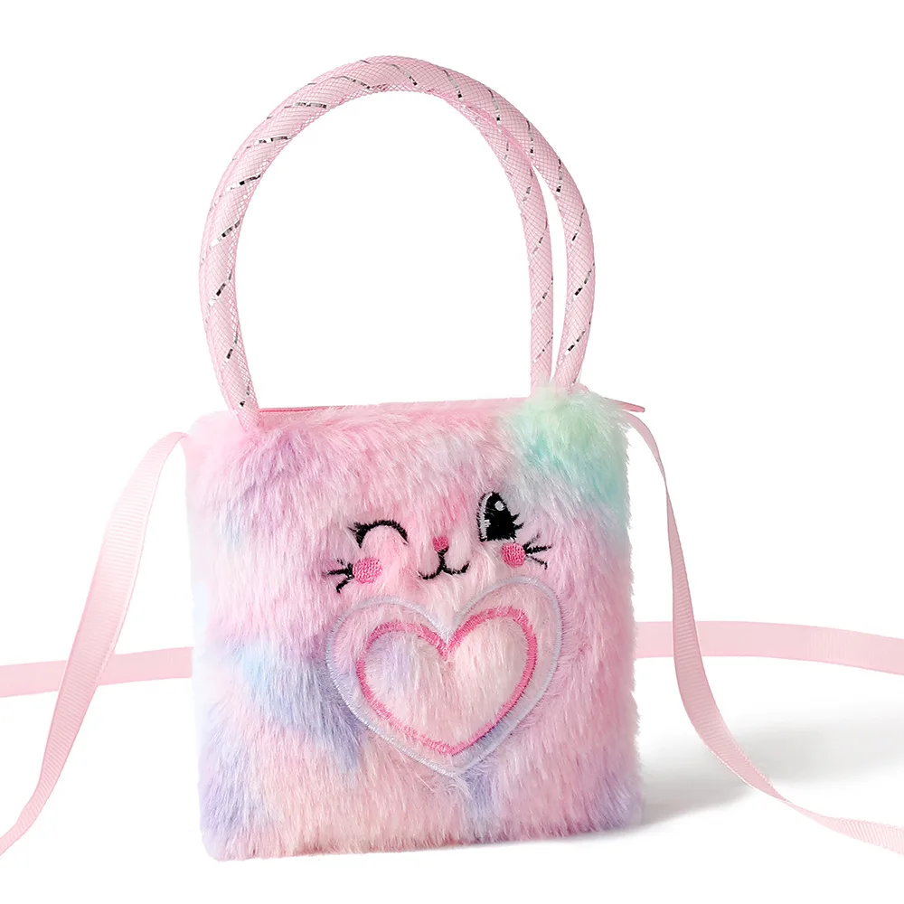 New children's cartoon plush rabbit portable slung dual-use bag cute girl bow coin purse shoulder bag side bags for girls