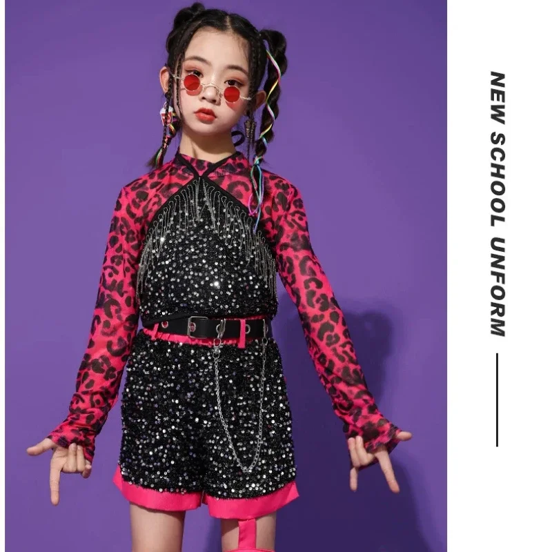 

Модный комплект для джазовых танцев для девочек: стильная одежда для показов мод, с пайетками, для выступлений