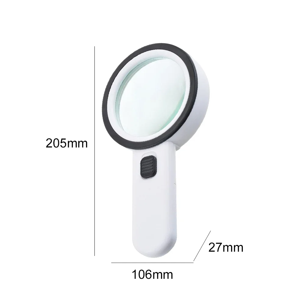 30X Magnifier Handheld LED Glasses With Illumination Microscope Magnifying Glass Lens Reading Jewelry Glass Repair Tool