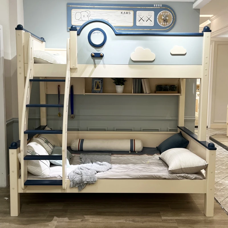 All solid wood high and low bed mother and child bed double layer