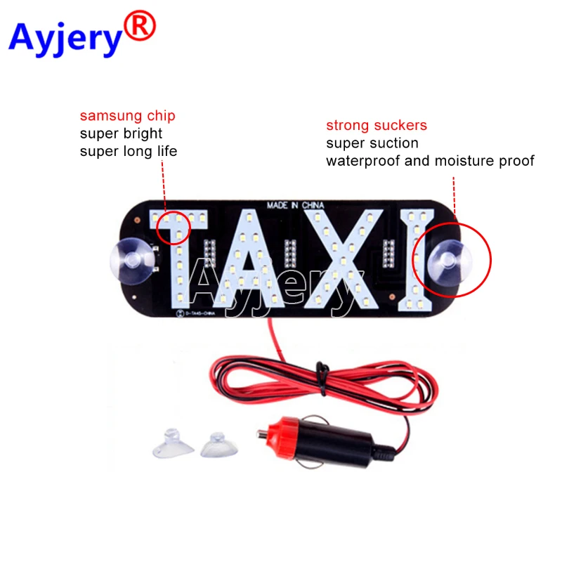 1PCS Super Bright LED Windscree Light Pad TAXI Style For Taxi Driver With 12V Car Charger White Blue Red Green