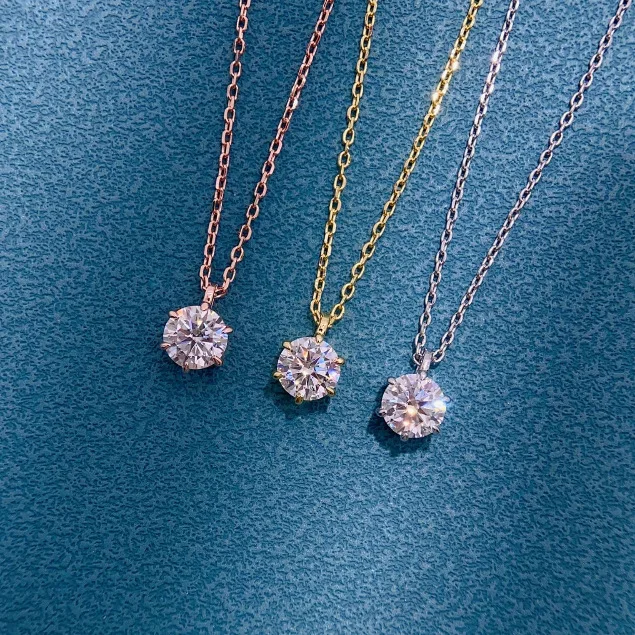 

Platinum PT950pure six-prong fashionable versatile simple round necklace for women, with morganite lockbone chain access