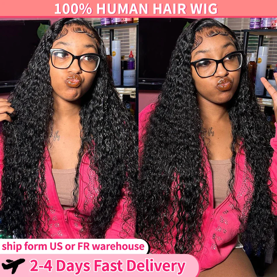 Deep Wave HD 13x4 Lace Front Wigs Human Hair Wig Water Wave 4x4 Lace Closure 200% 13X6 HD Lace Frontal Wig Curly 30 32 34Inch
