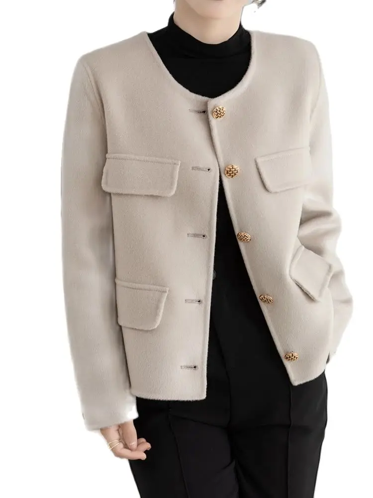 CAIXINGLE 100% Double-sided Cashmere Coat Women Short Slim Fitautumn And Winter Wool Coat