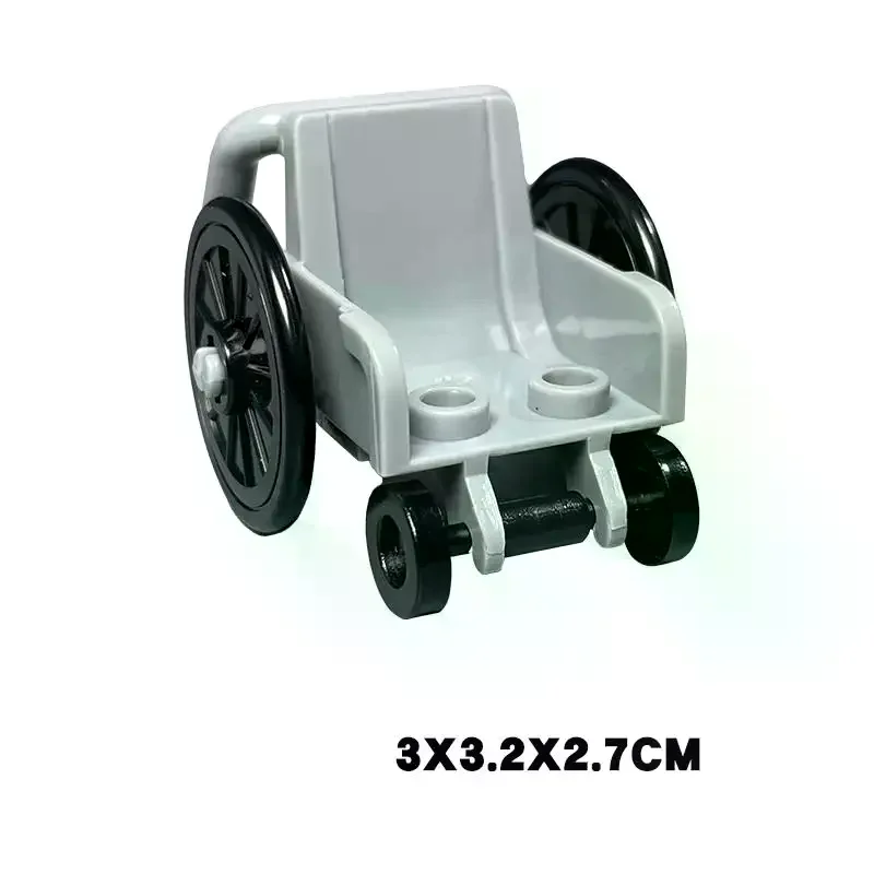 2Pcs 교육용 블록 장난감 MOC 벽돌 휠체어 손수레 이동 보조 도구 피규어 액세서리 어린이 선물