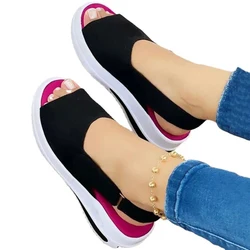 Summer Women's Shoes Platform Sandals Stretch Fabric Fashion Shoes Women Comfort Walking Ladies Sandalias Female Casual Footwear