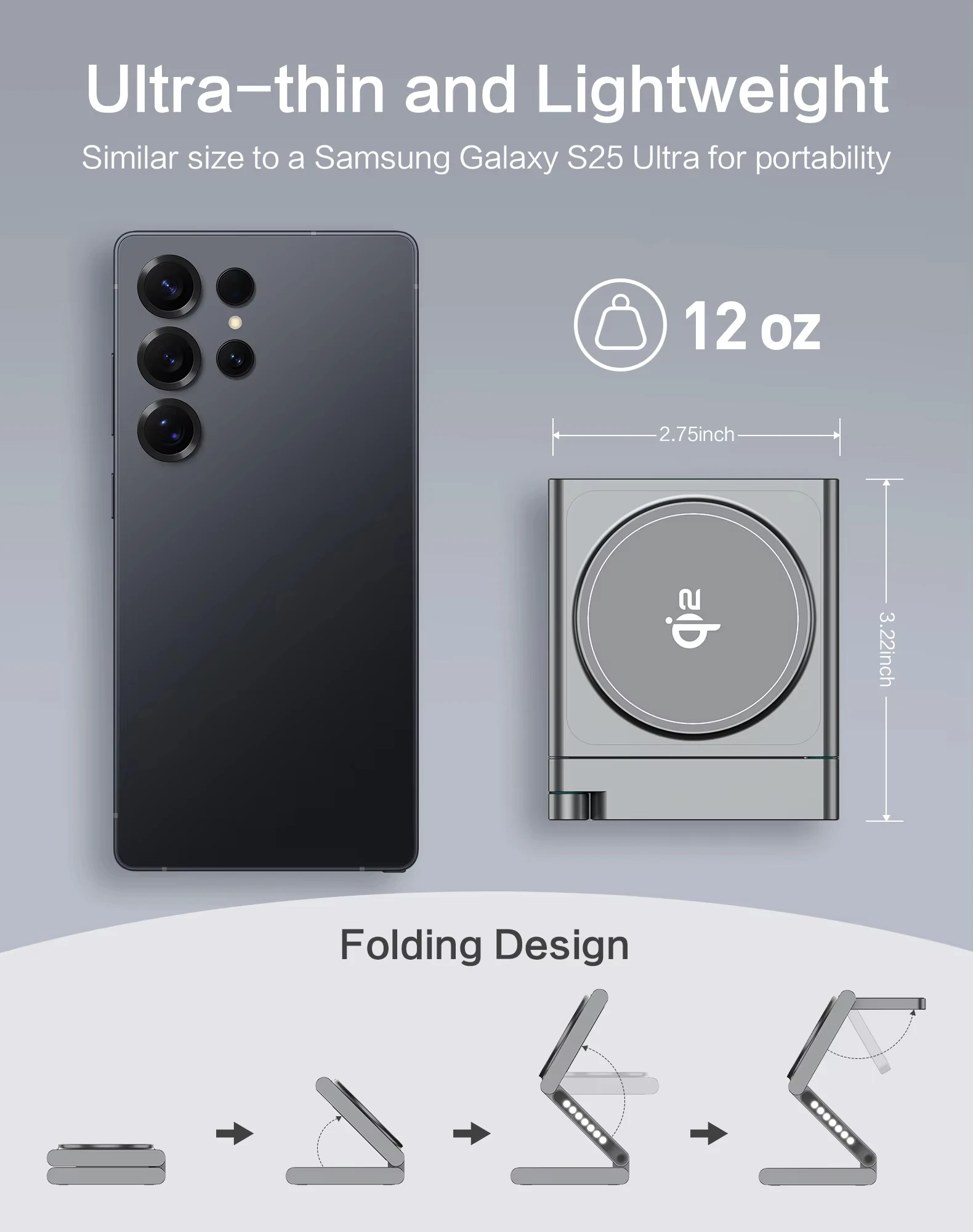 4in1 Wireless Charging Station for Samsung Foldable Aluminum Magnetic Charger with LED Light for Samsung Galaxy S25 Galaxy Watch view 6
