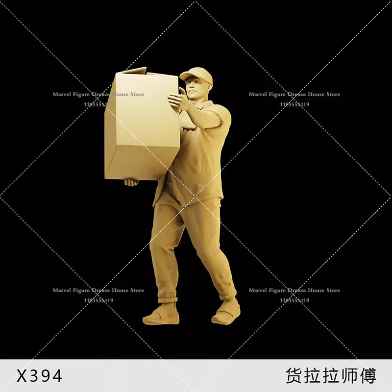 1/64 1/43 1/35 Scale Miniature Scene Doll White Model Un-panited Worker Carrying Boxes Creative Mini Display Decoration Action