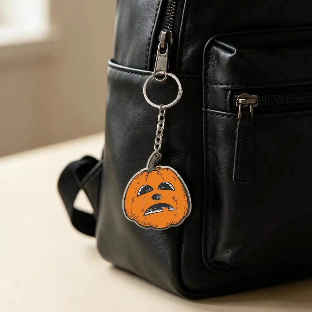 Halloween Pumpkin Keychain Decorative Bag Accessory Halloween Pumpkin Acrylic Keychain Double-sided Pumpkin Head Key for Holiday