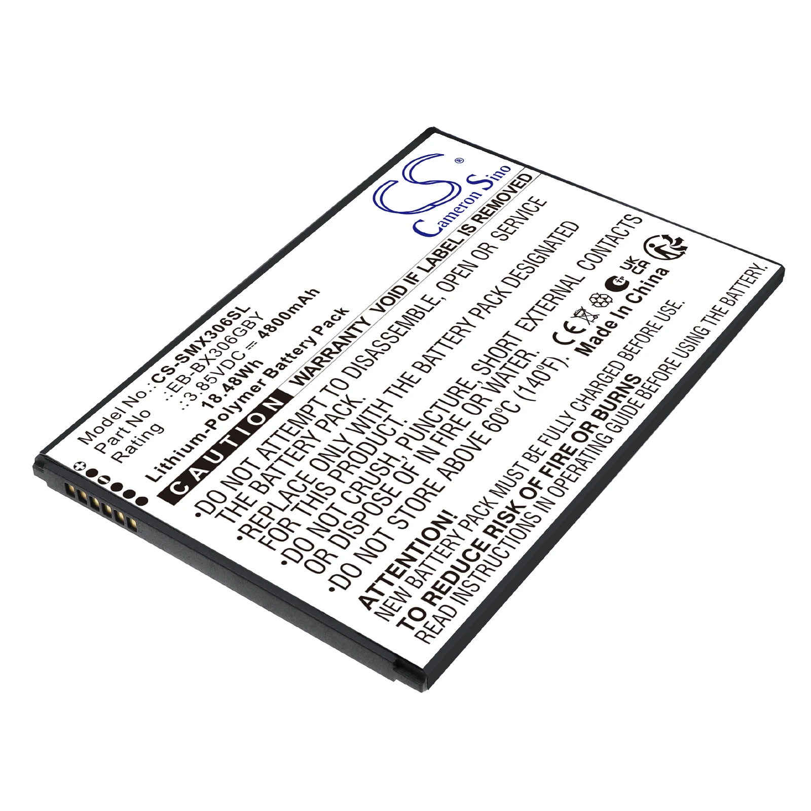 CS Replacement Battery for Samsung Galaxy Tab Active 5 (WiFi),Galaxy Tab Active 5 5G,SM-X300 PN:EB-BX306GBY 4800mAh / 18.48Wh