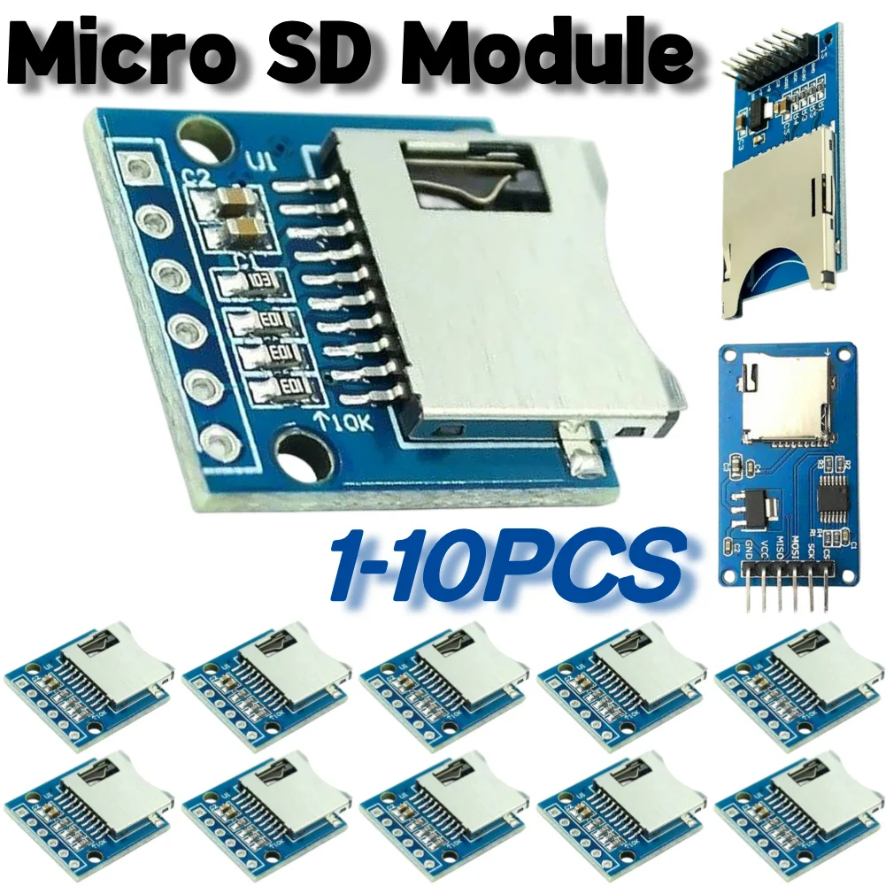 Módulo Micro SD 5V 3,3 V, placa de expansión de almacenamiento, 6 pines, tarjeta Micro SD TF, módulo de escudo de memoria para Arduino, Kit DIY