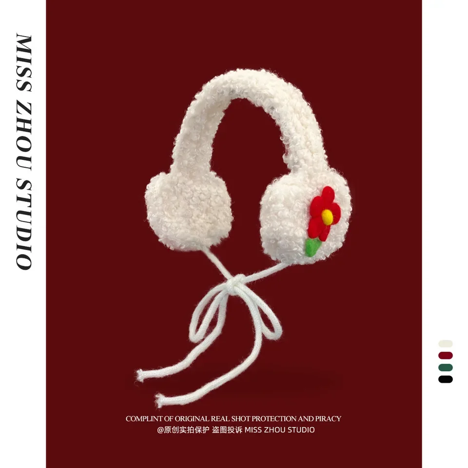 일본 귀여운 플러시 귀마개, 여성용 슈퍼 소프트 겨울 귀마개