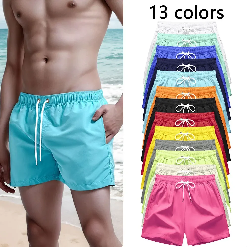 

Мужские шорты для плавания, быстросохнущие шорты для плавания, купальный костюм, дышащий шнурок с карманами для серфинга, пляжные летние плавки