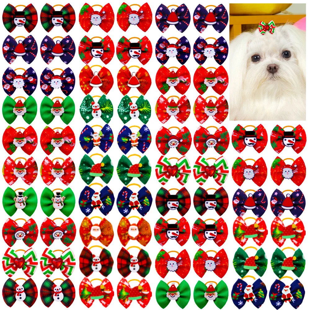 10PCS Cute Handmade Pet Dog Puppy Hair Bows Dog Grooming Bows for Christmas Creative Decorate Pet Product Hair Accessories