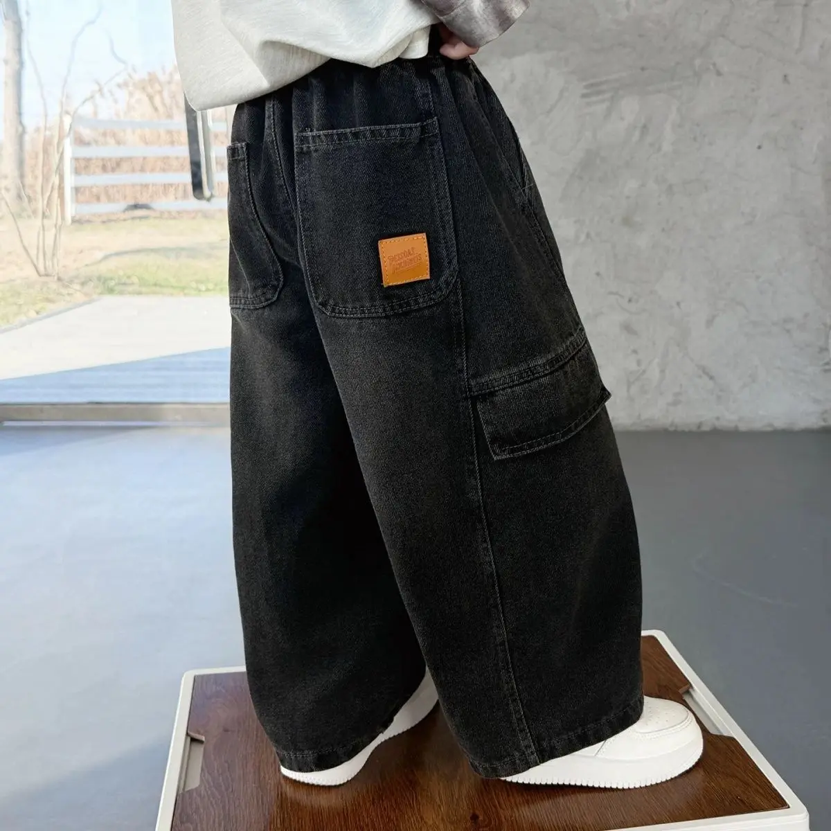 2026 New Boys Jeans Spring Autumn Kids Denim Pants Trendy Streetwear Casual Trousers Children Clothing