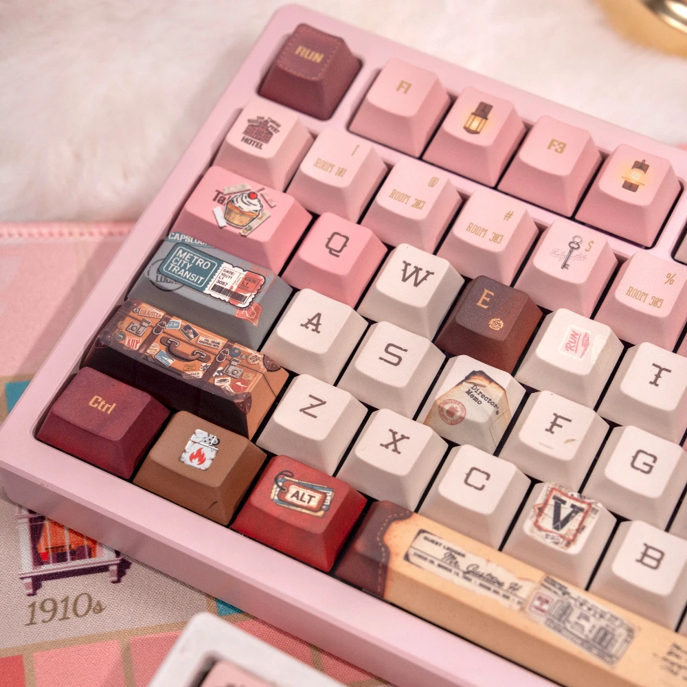 

Budapest Hotel Theme Keycaps Set 153keys Custom Retro Keyboard Cap PBT Cherry Profile KeyCap for Mechanical Keyboard Accessories
