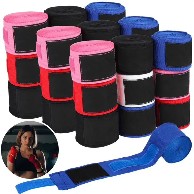 15 Pairs Boxing Hand Wraps 14.7 Feet Boxing Hand Wrap Roll 5 Assorted Colors Kickboxing Hand Wraps Elastic Thumb Loop Bandages