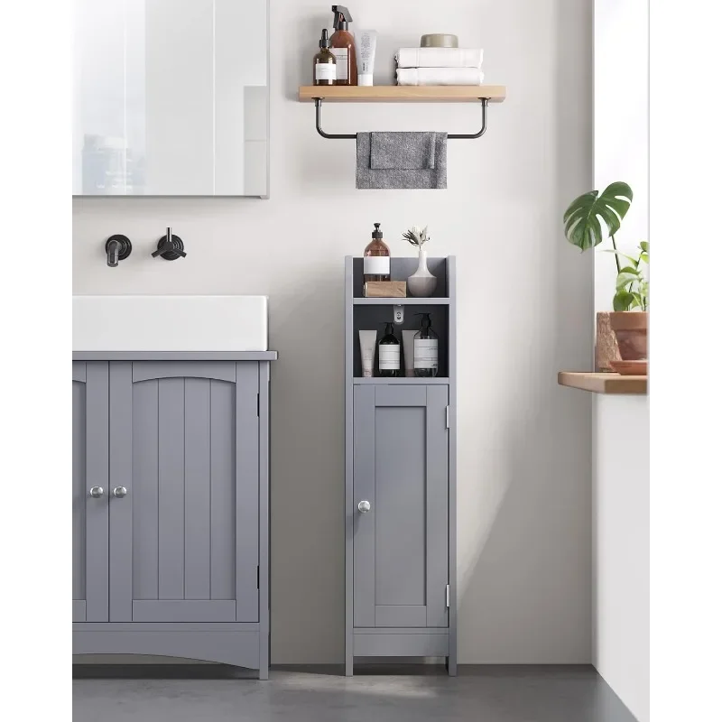 Small Bathroom Storage Corner Floor Cabinet with Door and Shelves, Bathroom Storage Organizer（Gray/White）optional