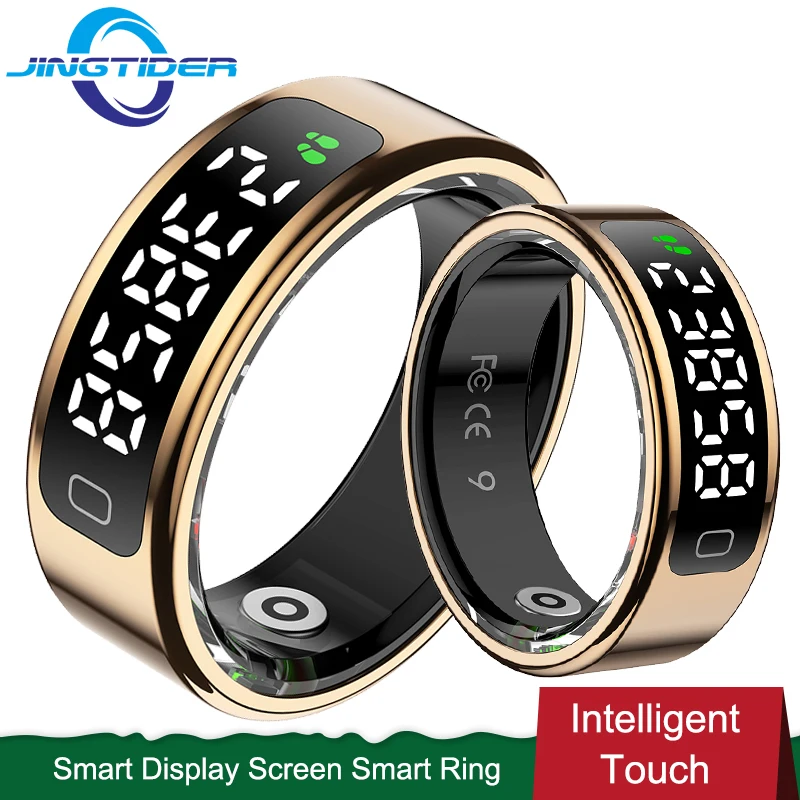 

R11C Смарт-экран Стильное умное кольцо Интеллектуальный сенсорный корпус из нержавеющей стали 1ATM Водонепроницаемый фитнес-трекер активности
