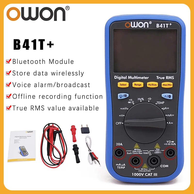 OWON B41T+ 4 1/2 Digital Multimeter, Bluetooth Digital Multimeter,,Current Test Meter,Support Offline Recording