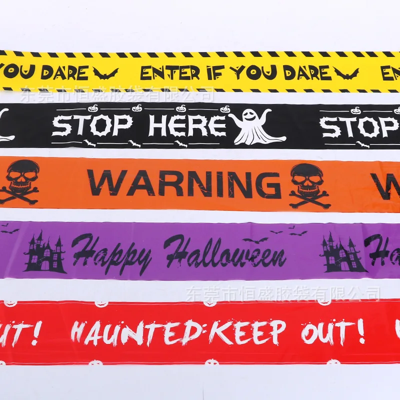 Halloween Warning Tape Orange Yellow Red Safety Signs Caution Fright  Crime Scene Tape Caution Party Horror Scene Decor Supplies