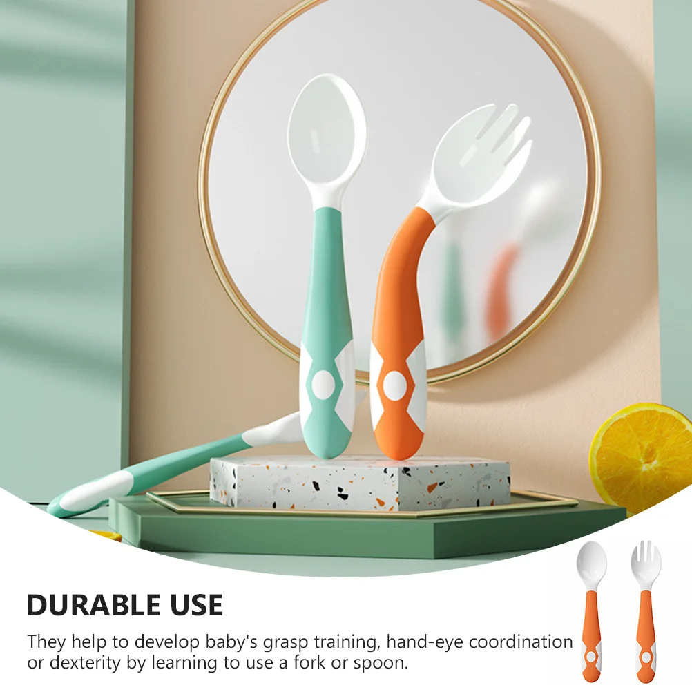 

1Set Baby Spoon Fork Toddler Utensils Ergonomic Design Safe Feeding Supplies Baby First Stage Tableware Infant Cutlery