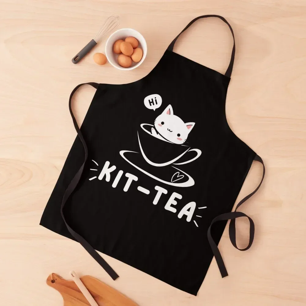 

Kit-Tea Funny Cat in a Cup Apron for home useful pieces men's barbecue men christmas decoration Apron