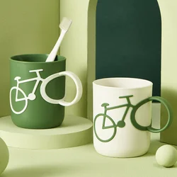400ml Bicycle Handle Couple Toothbrush Cup PP Mug For Juice Water Milk Student Dormitory Cups Christmas Gifts