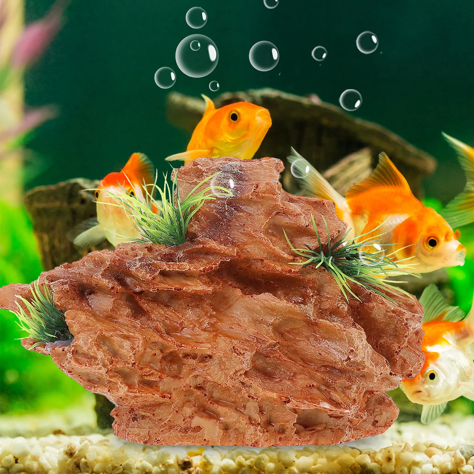 

Aquarium Rockery Ornament Realistic Resin Fish Tank Decor for Shrimp Hideout Landscaping Safe Waterproof Vivid Artificial Stone