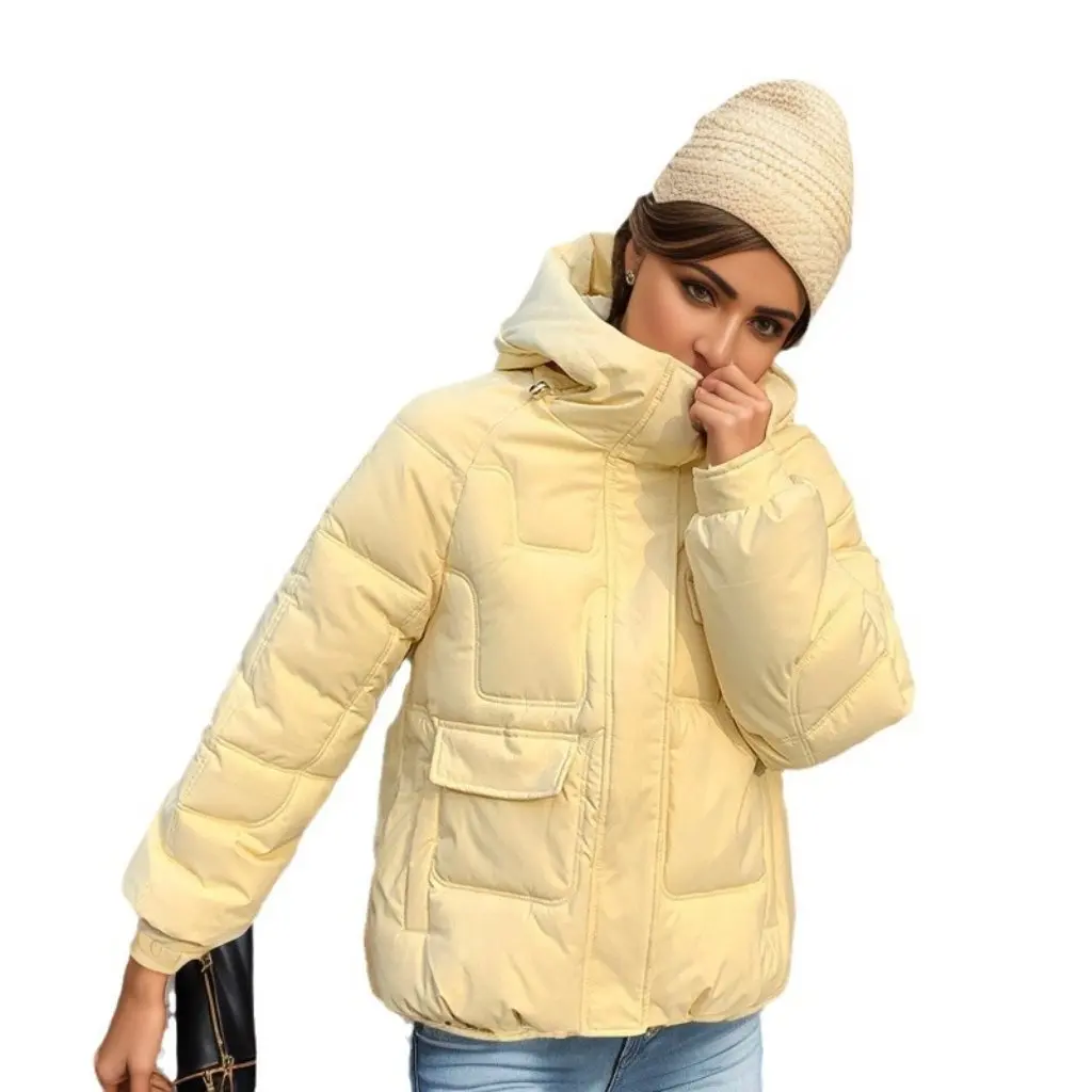 

Women's Hooded Short down Jacket Cotton-Padded Winter Coat Thick Small Sense Design Factory Spot